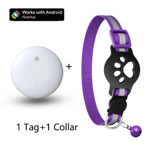 Anti-Verlust Katzenhalsband für Smart Tag GPS-Tracker Schutzhülle mit Glocke Katzenhalskette, Bluetooth-Tracker-Tag für Android