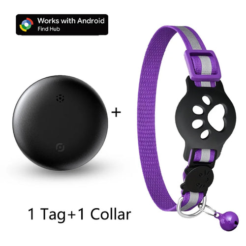 Anti-Verlust Katzenhalsband für Smart Tag GPS-Tracker Schutzhülle mit Glocke Katzenhalskette, Bluetooth-Tracker-Tag für Android