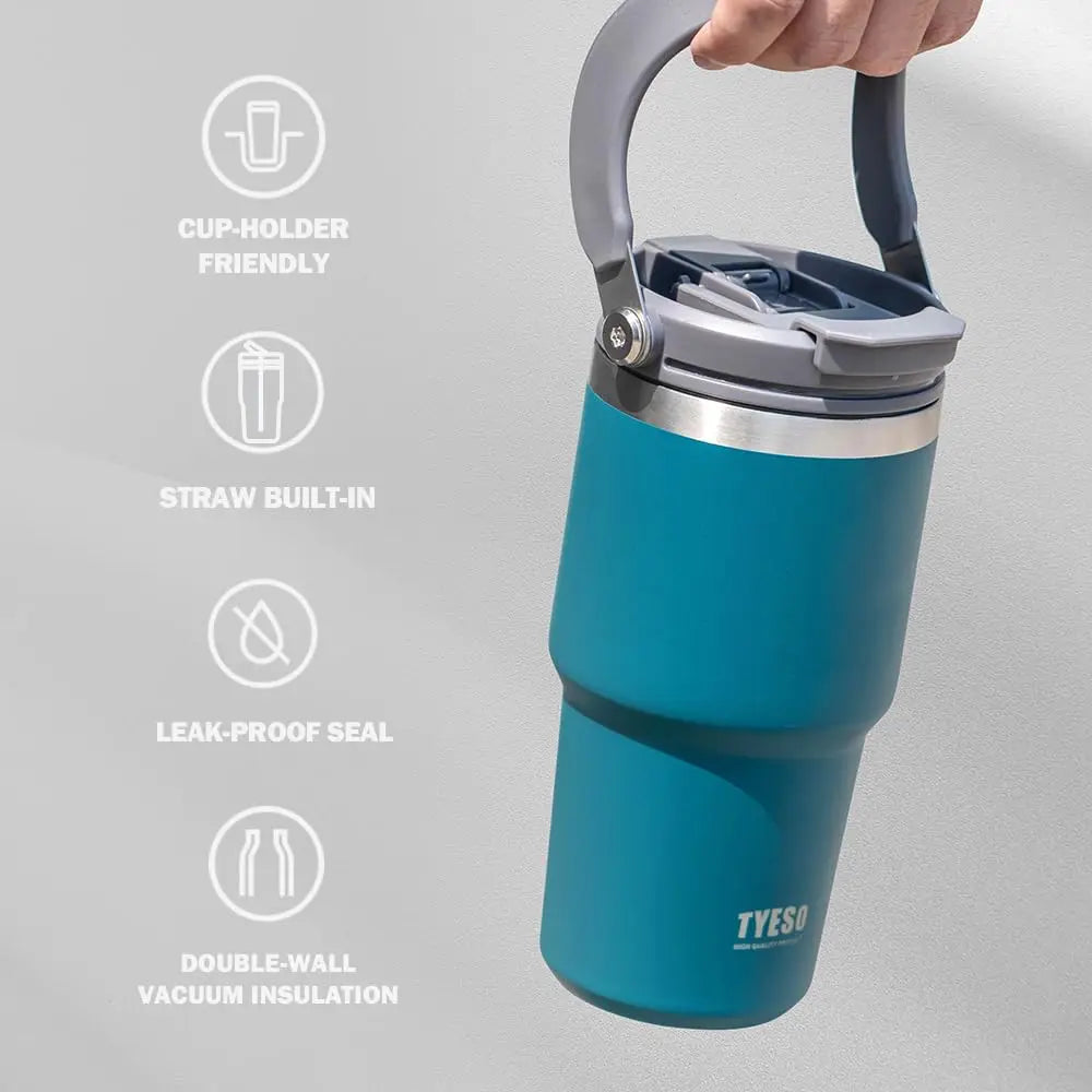 Tyeso 900ML Reisebecher Edelstahl Kaffeebecher Kalt-Heiss Doppelwandiger Isolierbecher Thermobecher Vakuum-Wasserflasche Auto-Thermobecher