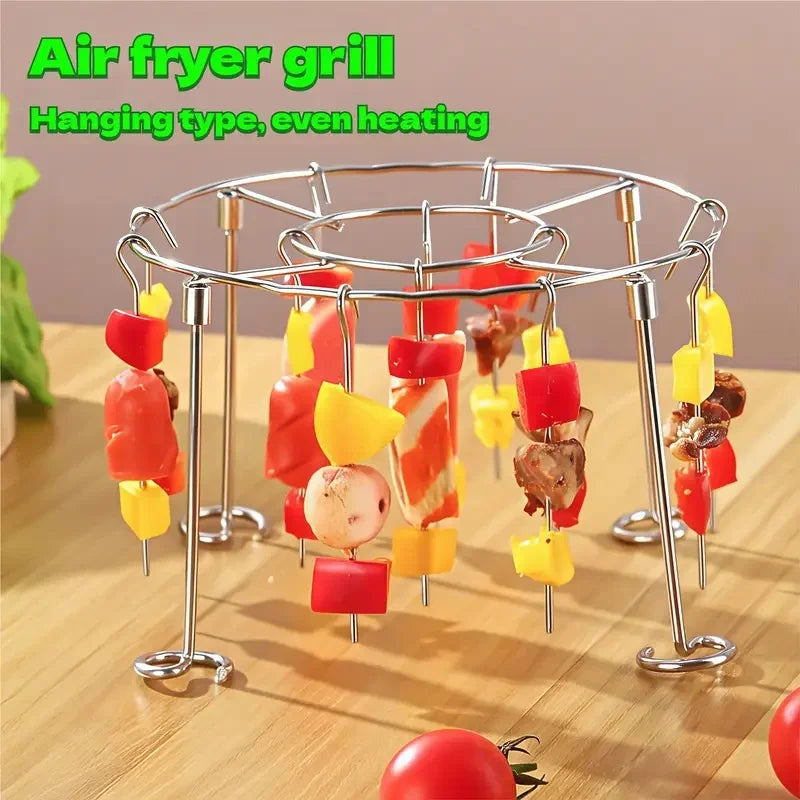 Air Fryer Grill Set – 304 Edelstahl Vertikalgrill mit 24 Spießen