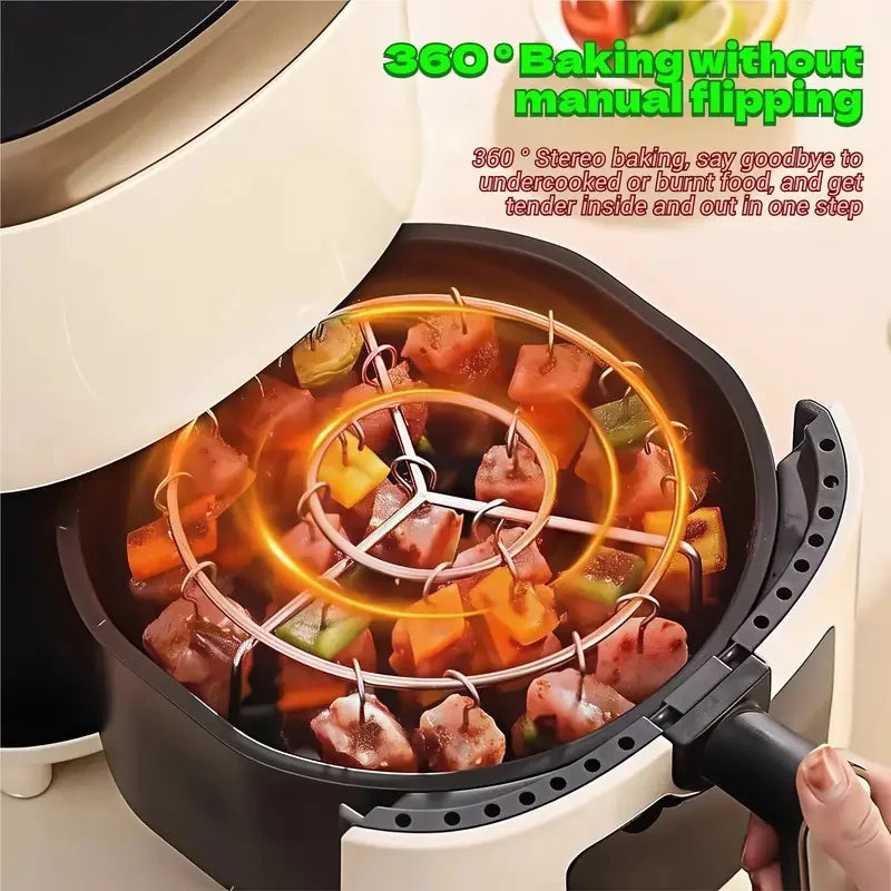 Air Fryer Grill Set – 304 Edelstahl Vertikalgrill mit 24 Spießen