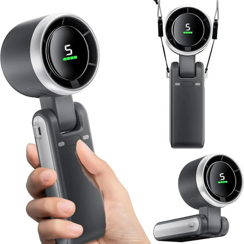 Tragbarer 3-in-1-Turbo-Handventilator, 5 Geschwindigkeitsstufen, 3600 mAh