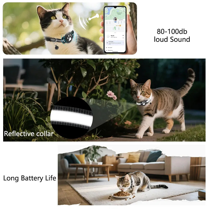 Anti-Verlust Katzenhalsband für Smart Tag GPS-Tracker Schutzhülle mit Glocke Katzenhalskette, Bluetooth-Tracker-Tag für Android