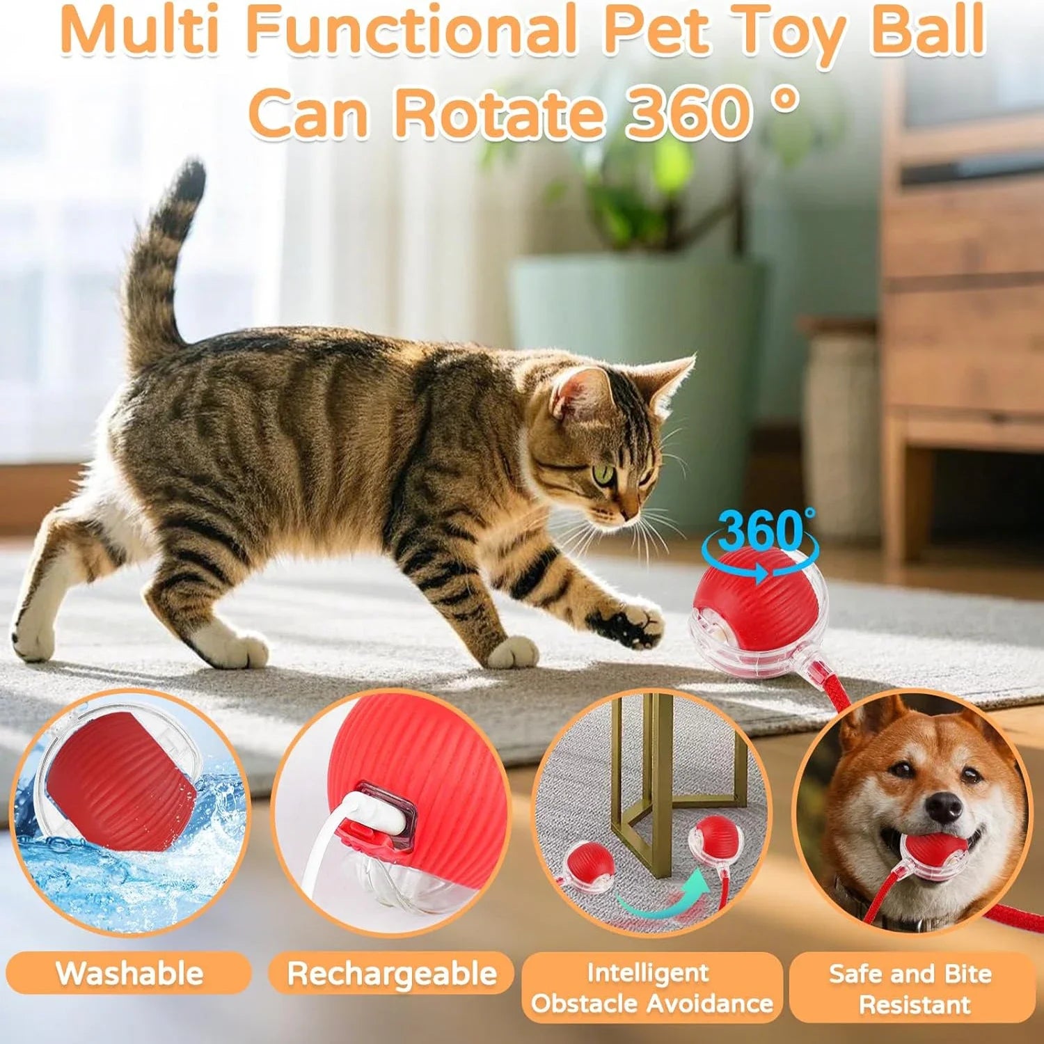Interaktives Ballspielzeug für Hunde und Katzen – automatisch rollender Ball