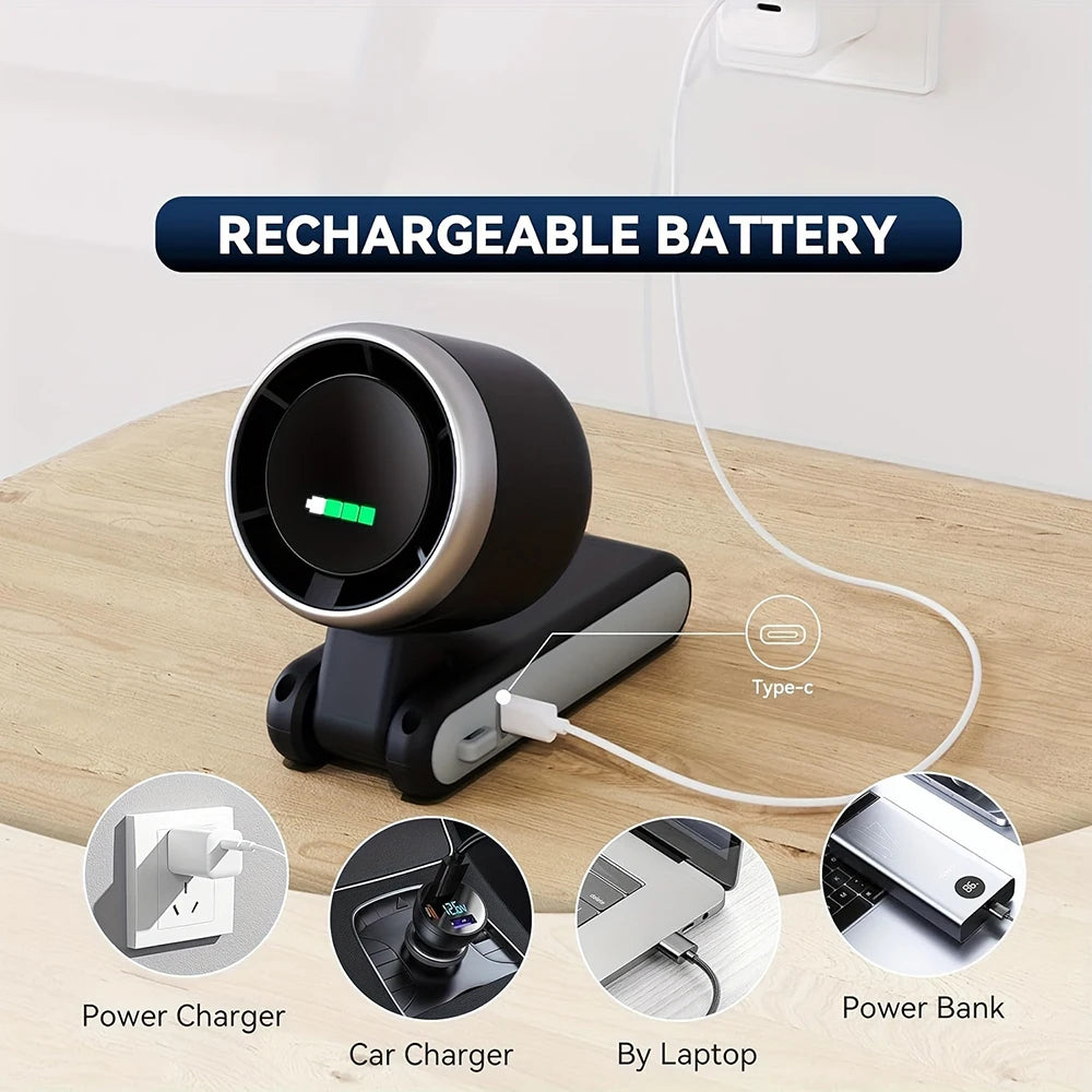Tragbarer 3-in-1-Turbo-Handventilator, 5 Geschwindigkeitsstufen, 3600 mAh