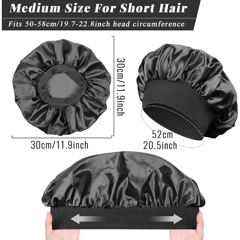 Grosse Satin-Haarhaube mit weichem Seidensatin-Futter für den Hausgebrauch