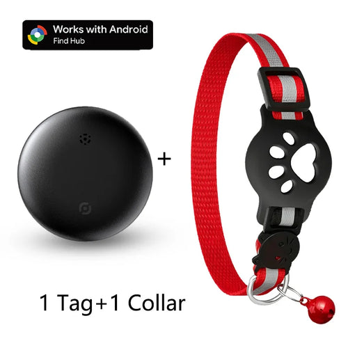 Anti-Verlust Katzenhalsband für Smart Tag GPS-Tracker Schutzhülle mit Glocke Katzenhalskette, Bluetooth-Tracker-Tag für Android