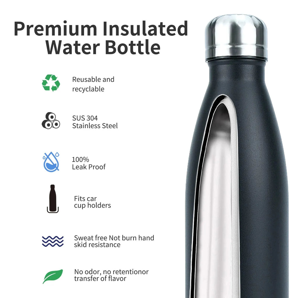 WATERSY 500 ml Edelstahl-Trinkflasche, isolierte Vakuumflasche