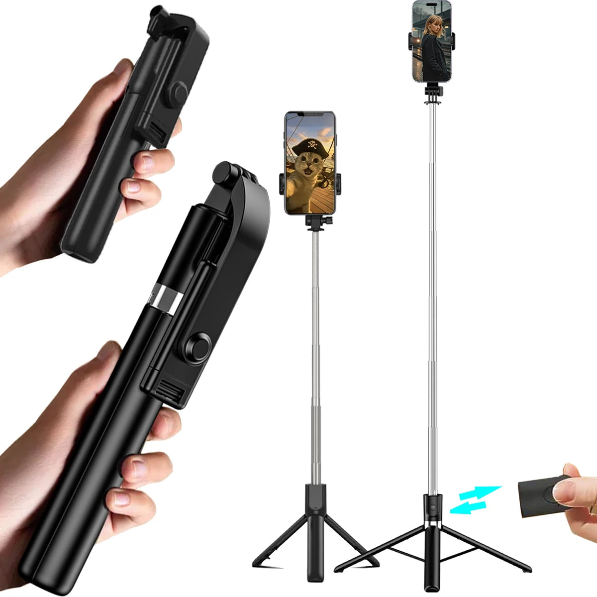 Tragbarer, ausziehbarer Bluetooth-Selfie-Stick für Live-Streaming
