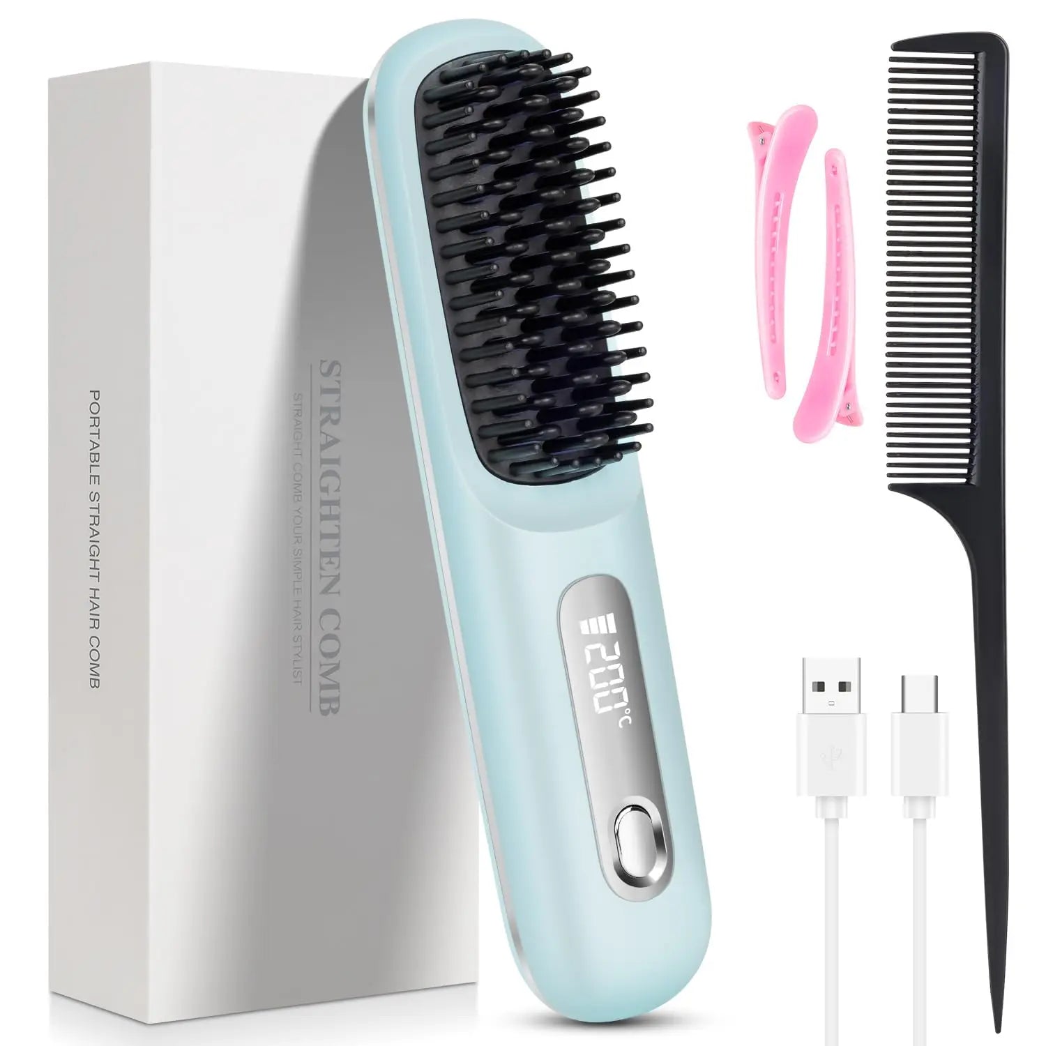 SiroSell - Kabellose Glättungsbürste, professionelles 3-in-1-Haarstyling-Gerät