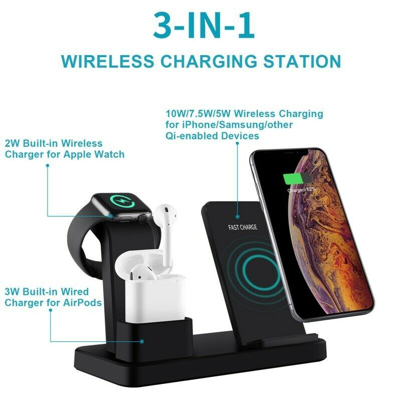 3-in-1-Schnellladegerät – kabelloses Ladepad für Mobiltelefone/iWatch