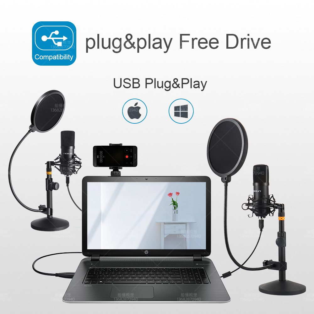 USB-Streaming-Podcast-PC-Mikrofon-Podcast-Mikrofon-Set