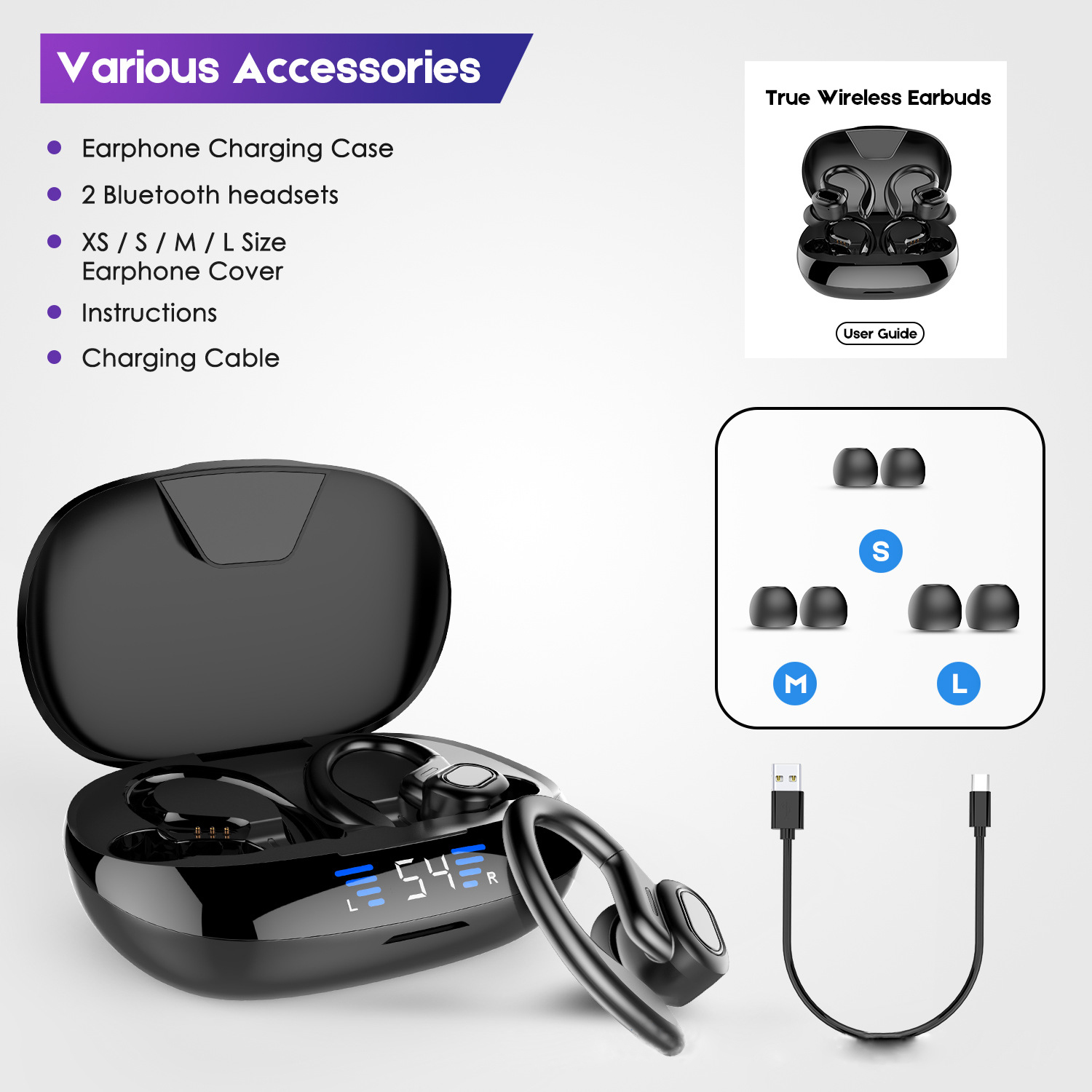 TWS-Sport-Bluetooth-Headset mit LED-Display und Bluetooth 5.0 für iPhone und Huawei
