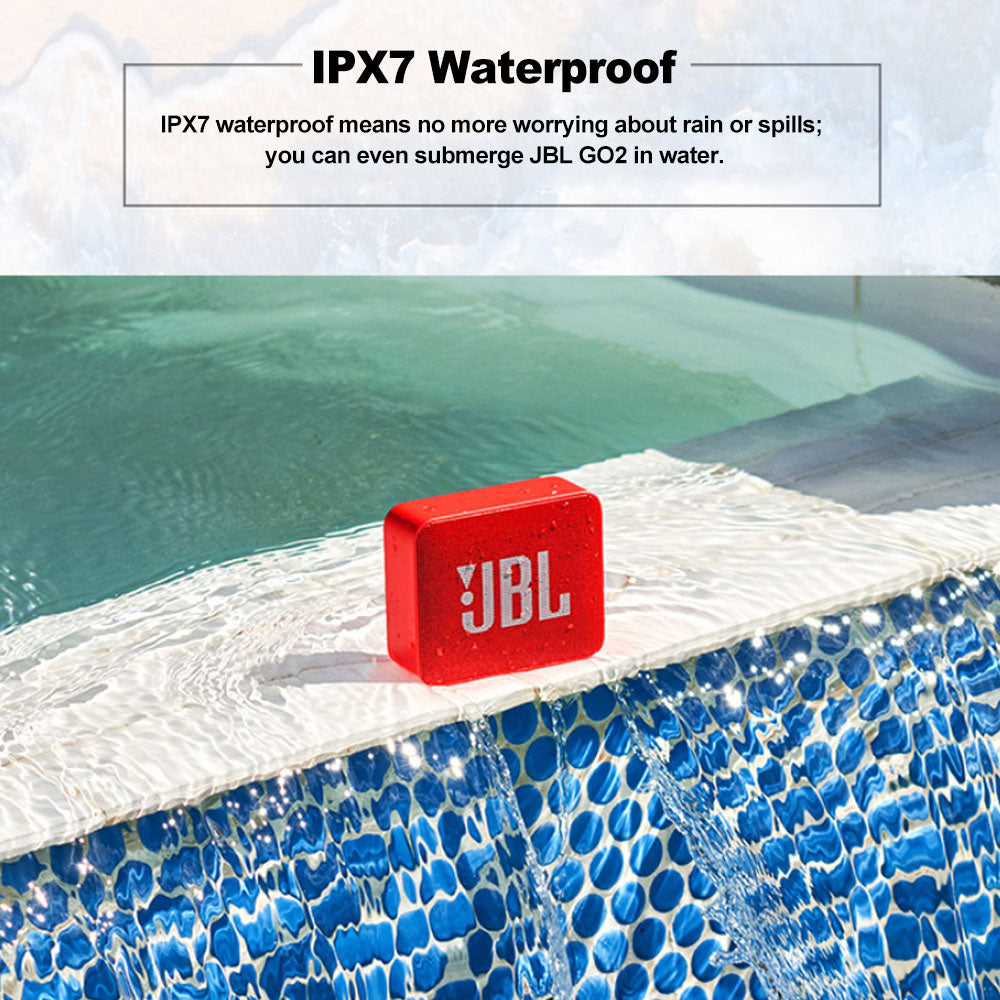 JBL GO 2 – kabelloser Bluetooth-Lautsprecher, wasserdicht nach IPX7, mit Mikrofon