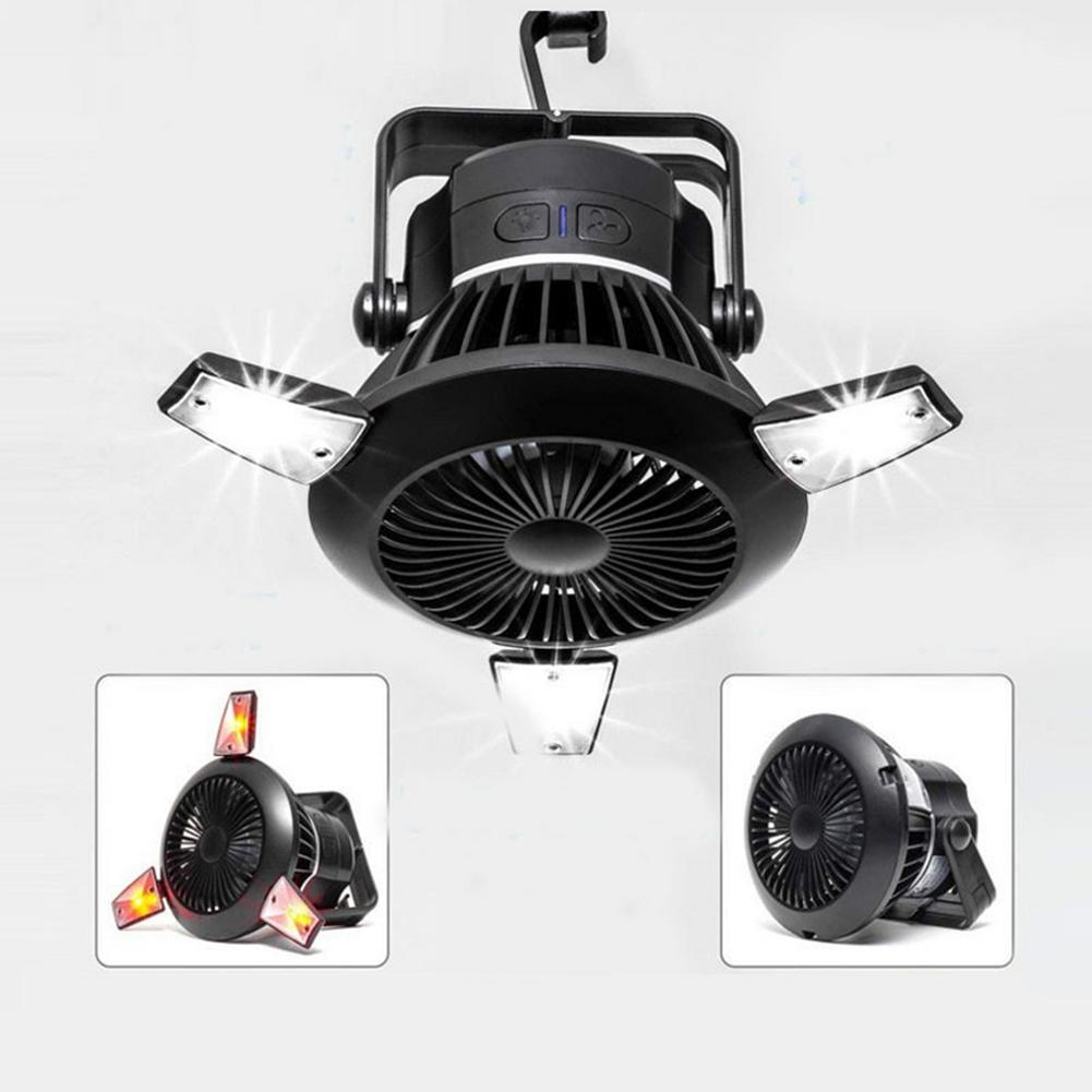 Zusammenklappbarer Ventilator, tragbare LED-Solar-Campinglaterne mit Haken