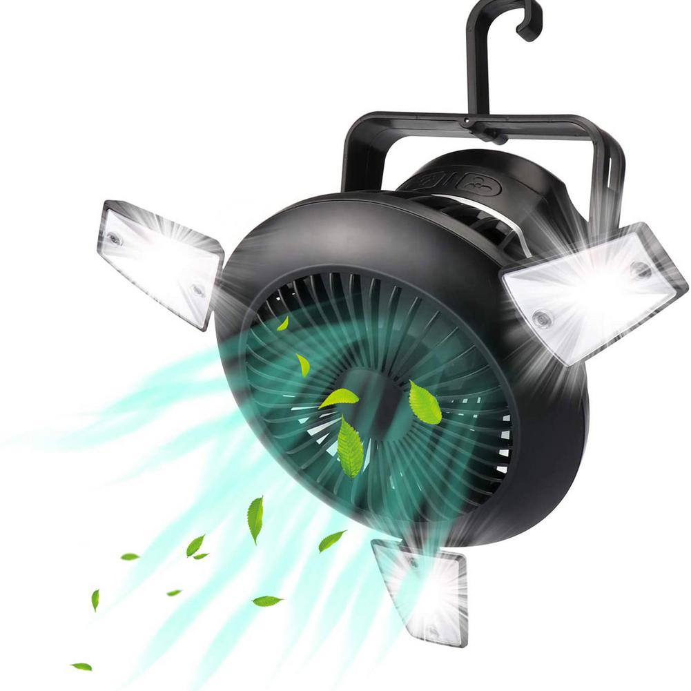 Zusammenklappbarer Ventilator, tragbare LED-Solar-Campinglaterne mit Haken