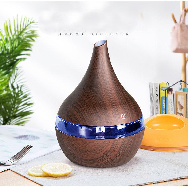 Elektrischer USB‑Aromadiffusor mit LED‑Licht – Holz‑Luftbefeuchter für ätherische Öle