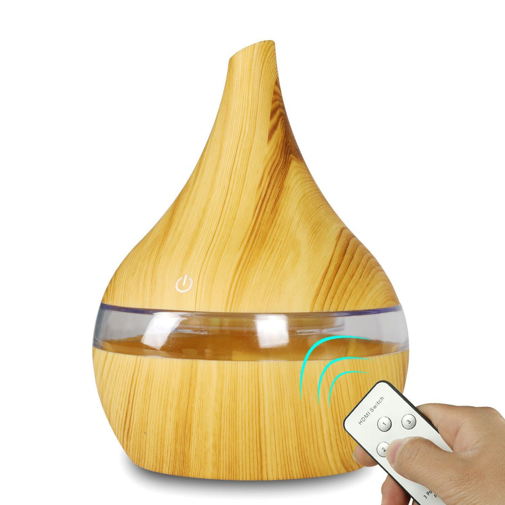 Elektrischer USB‑Aromadiffusor mit LED‑Licht – Holz‑Luftbefeuchter für ätherische Öle