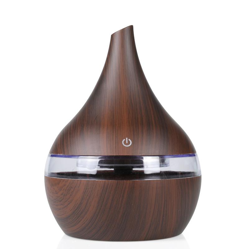 Elektrischer USB‑Aromadiffusor mit LED‑Licht – Holz‑Luftbefeuchter für ätherische Öle