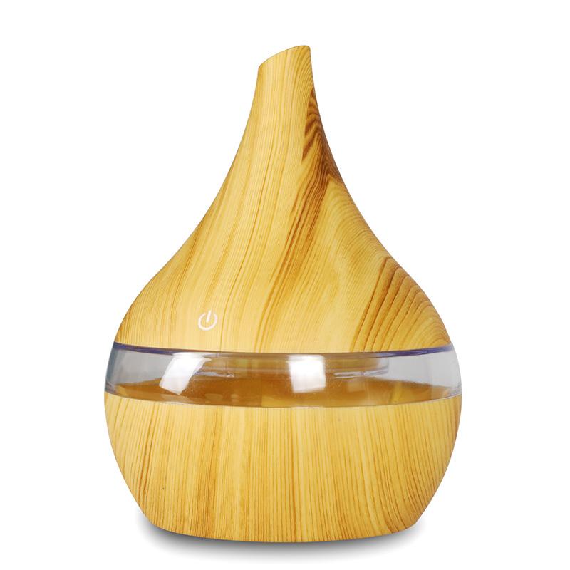 Elektrischer USB‑Aromadiffusor mit LED‑Licht – Holz‑Luftbefeuchter für ätherische Öle